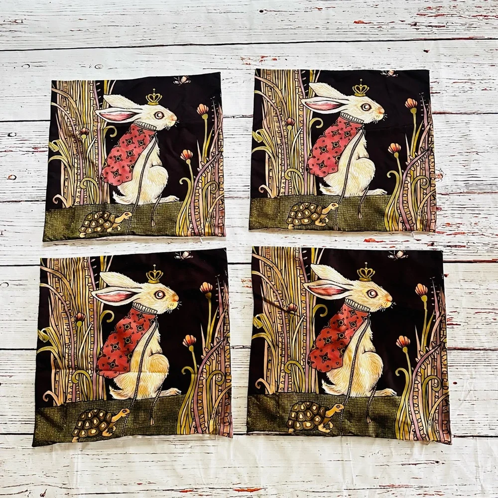 Set of 4 Rabbit Print Pillowcases!